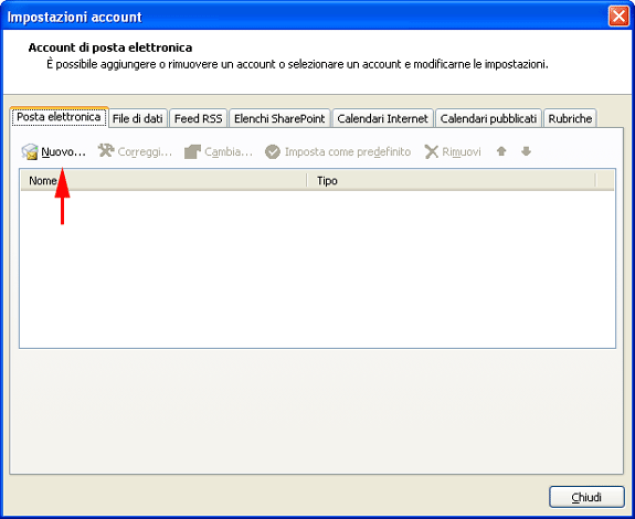 Outlook 2007 Nuovo Account
